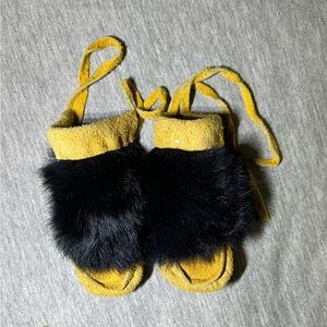 Rabbit fur tall moccasin